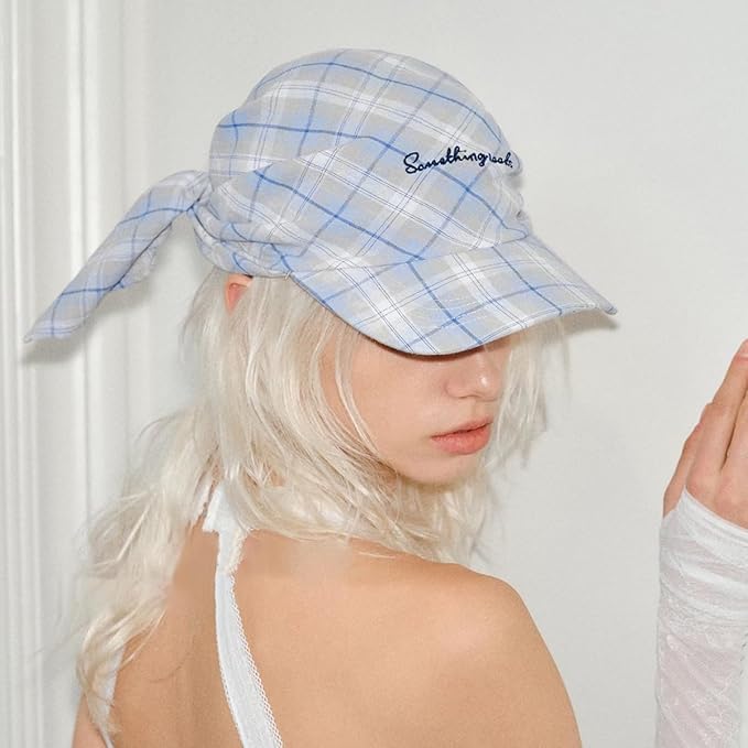 Women’s Plaid Bandana Baseball Cap – Y2K Adjustable Checkered Hat, Casual Streetwear Summer Fashion Visor Scarves