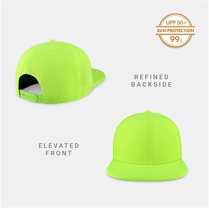 CHOK.LIDS Flat Bill Visor Classic Snapback Hat Blank Adjustable Brim High Top End Trendy Color Style Plain Tone Baseball Cap