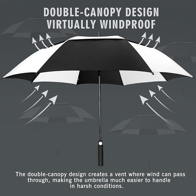 ZOMAKE Golf Umbrella Windproof, Extra Large Oversized Heavy Duty Double Canopy for Rain, Sports Games & Push Cart(51/54/62/68/72Inch)