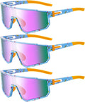 Kingdder 3 Pcs Baseball Ice Cream Drip Sunglasses for Youth Sunglasses for Sport Softball Cycling Baseball Golf