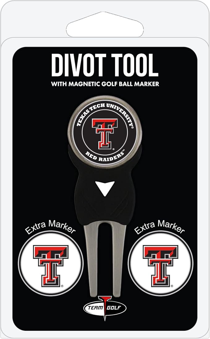 Team Golf NCAA Divot Tool with 3 Golf Ball Markers Pack, Markers are Removable Magnetic Double-Sided Enamel
