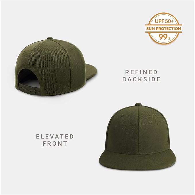 CHOK.LIDS Flat Bill Visor Classic Snapback Hat Blank Adjustable Brim High Top End Trendy Color Style Plain Tone Baseball Cap