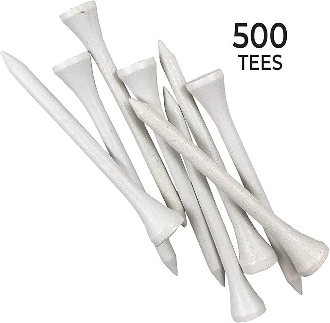 Pride Deluxe Wooden Golf Tees - 500 Count, 2 3/4 Inch - White - #1 Brand on Tour - Best for Drivers & Woods - Improve Distance and Accuracy