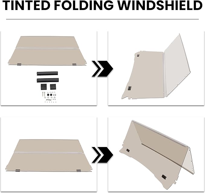 ECOTRIC Tinted Windshield Compatible with 1994-2014 EZGO TXT/Medalist Gas or Electric Models Golf Cart Windshield Folding Down Impact Resistant Windshield