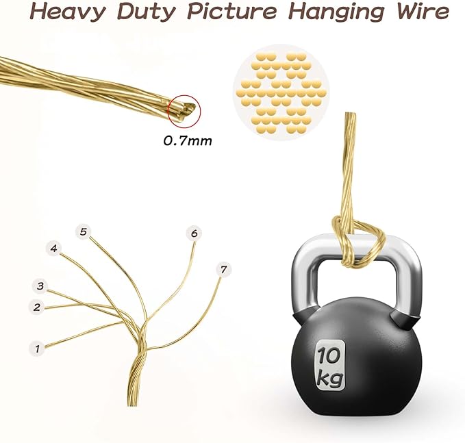 33 Feet Picture Hanging Wire Picture Frame Brass Wire - Image 5