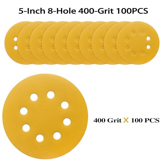 100PCS 5 Inch 8 Hole Sanding Discs 400 Grit - Image 2
