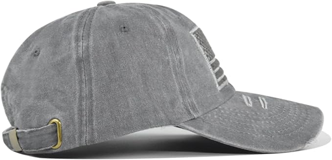 American Flag Baseball Cap, Embroidery Adjustable Washed Vintage Cotton Denim Distressed Hat for Women Men