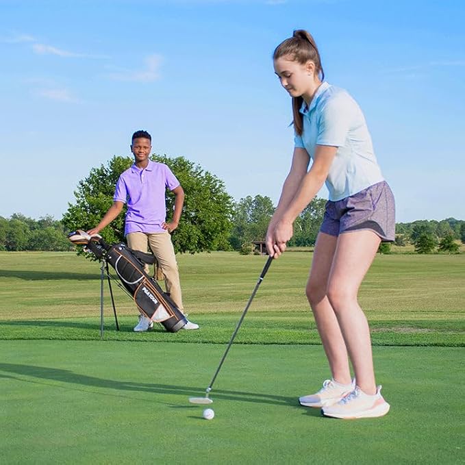PGA Tour Youth Golf Club Set for Ages 5-15+ (3’5”-5’10”), Right and Left-Handed Kids Golf Sets – Beginner Junior Golf Clubs with Lightweight Stand Bag, Mallet Putter, Hybrid, Driver