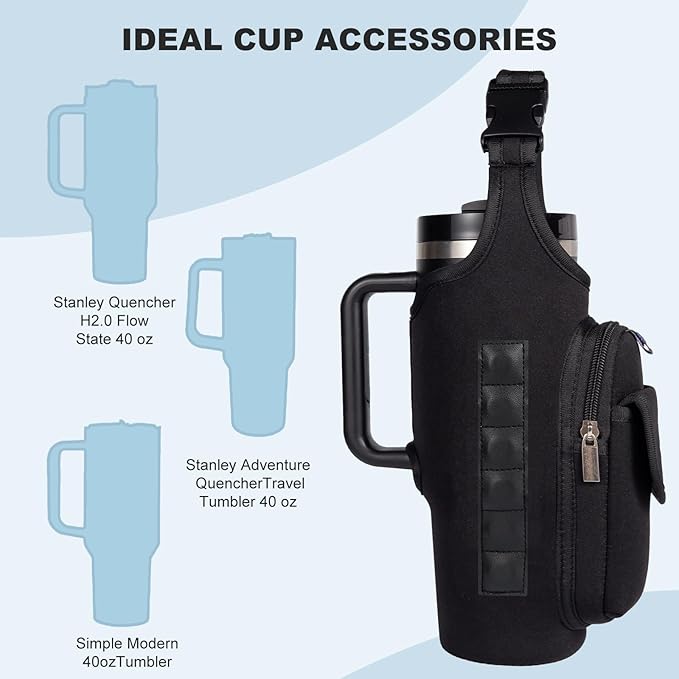 Magnetic Gym Bags for Men & Women – Magnetic Bag Water Bottle Sling Bag for Stanley Cups | Water Bottle Holder with Card Pockets, AirPod Case for Fitness, Hiking, Workouts (Black)