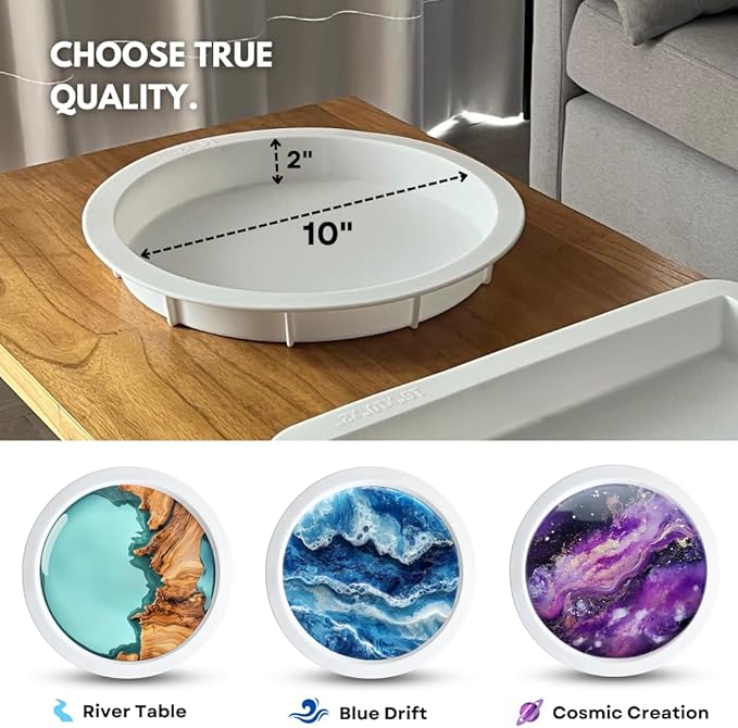 Alaskey® Premium Round Resin Table Silicone Mold 10"x2" | Durable, No Seal - Image 4