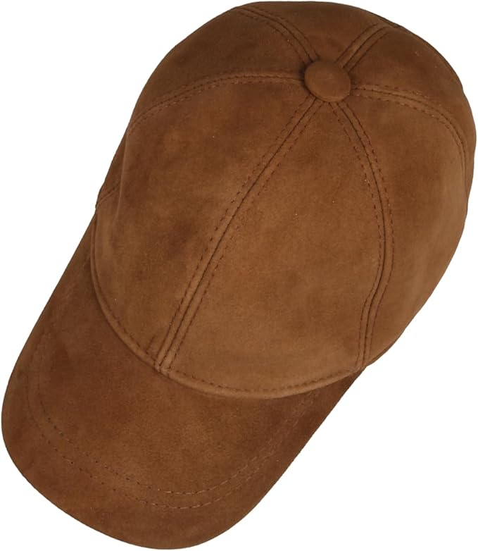 Suede Leather Baseball Cap – Unstructured 6 Panel Adjustable Strapback Hat for Men & Women