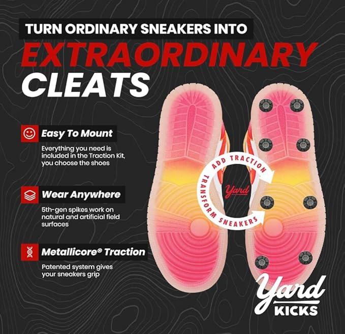 Yardkicks Baseball Cleats Kit: DIY Metal Softball Studs for Your Shoes - Transform Sneakers into Custom Cleats - Unisex Spikes - 20 Studs - Ideal Gift for Ball Players & Kids to Boost Field Traction