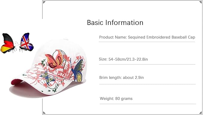 Trucker Hats California H Womens Hat Trendy Creativity Flowers Butterfly Sequins Embroidered Baseball Cap