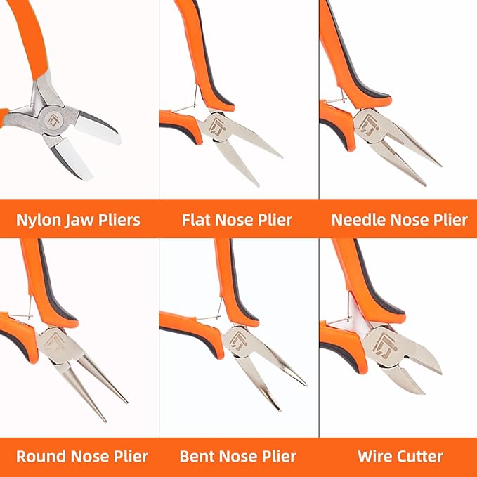 6PCS Jewelry Pliers Set with Acrylic Pallet, Needle Nose Pliers, Wire Cutters - Image 5