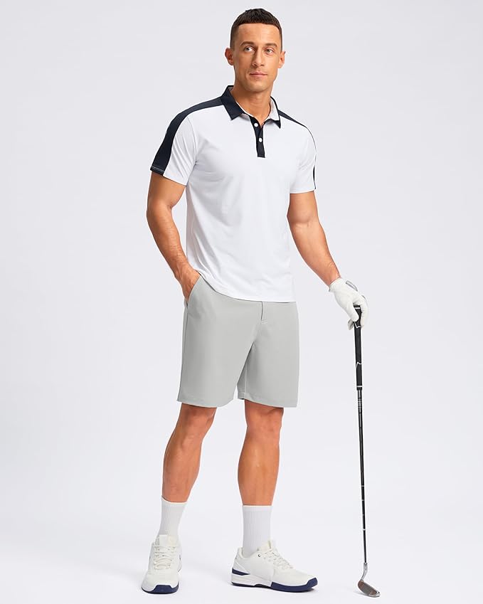 Pudolla Men's Casual Shorts 7"/9"/5" Lightweight Golf Shorts with 3 Pockets Stretch Quick Dry Comfy Work Shorts