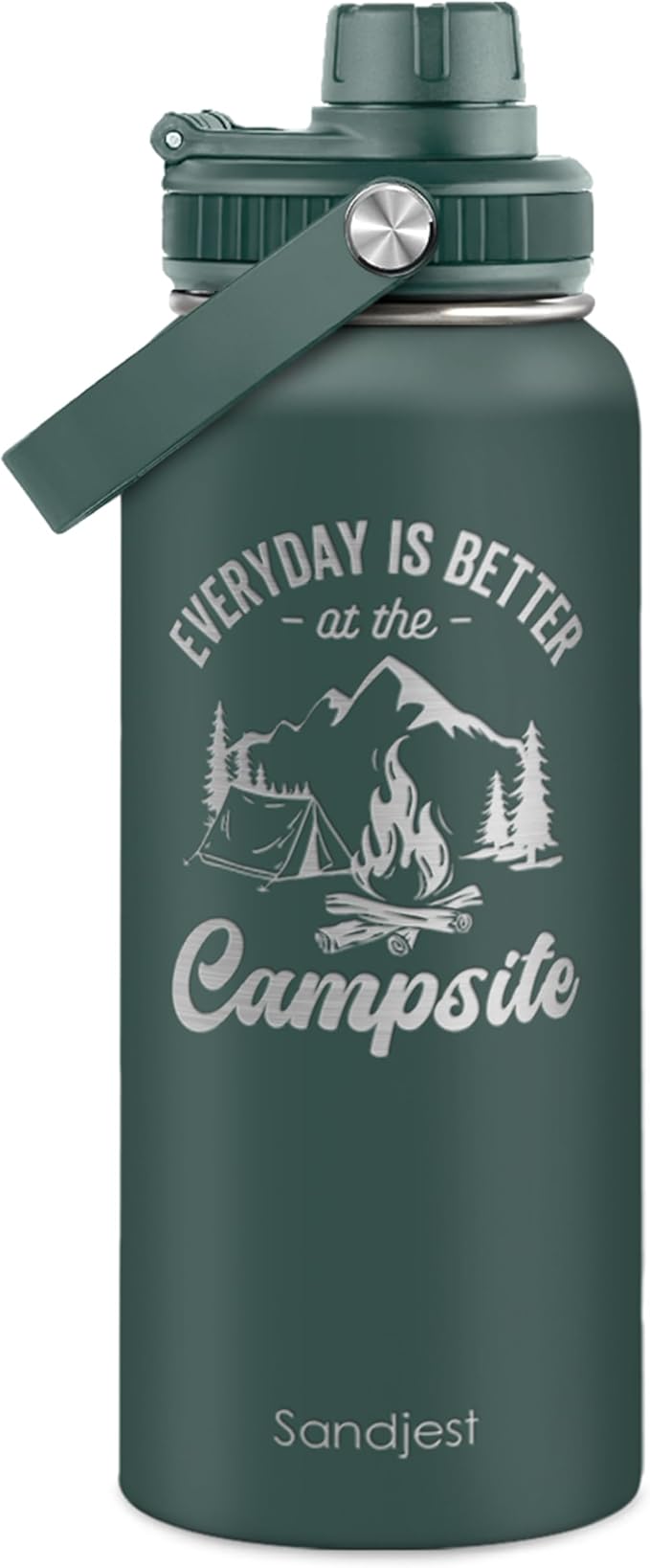 Camping Insulated Stainless Steel Water Bottle 32oz, Everyday is Better with the Campsite, Vacuum Chug Lid Travel Tumbler for Men Friends Dad Brothers Camping Lovers, Gift for Birthday Christmas