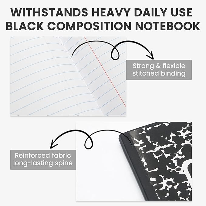 Marble Composition Notebook, 100 Sheets 7-1/2" x 9-3/4" Marble Notebooks Wide - Image 4