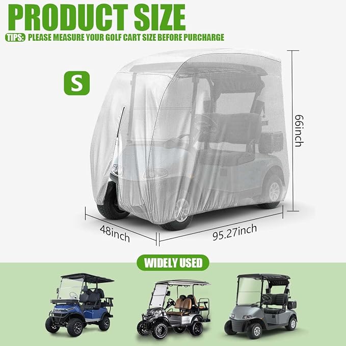 KISEER 4 Passenger 420D Waterproof Golf Cart Cover fits EZ GO Club Car Yamaha, Sunproof Dustproof