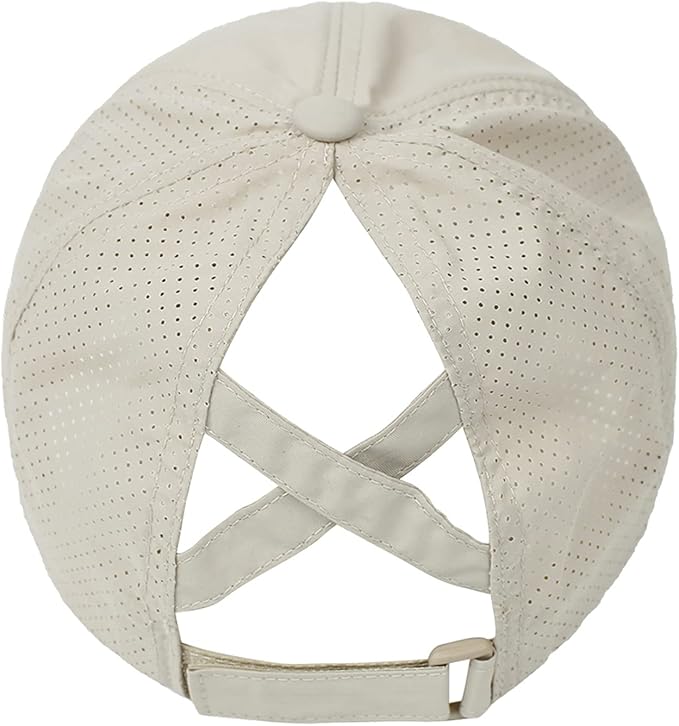 HGGE Womens Criss Cross Ponytail Baseball Cap Adjustable High Messy Bun Ponycap Quick Drying Hat