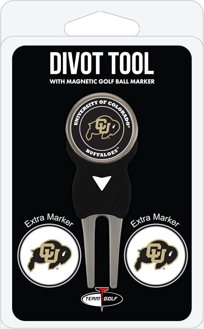 Team Golf NCAA Divot Tool with 3 Golf Ball Markers Pack, Markers are Removable Magnetic Double-Sided Enamel