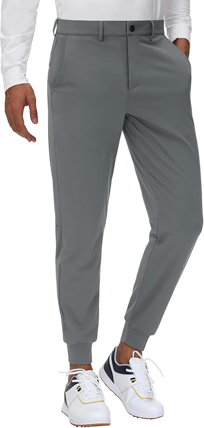 JWM Men's Stretch Golf Joggers Pants with Belt Loops - 29" 34" Slim Fit Tapered Casual Business Travel Dress Work Sweatpants