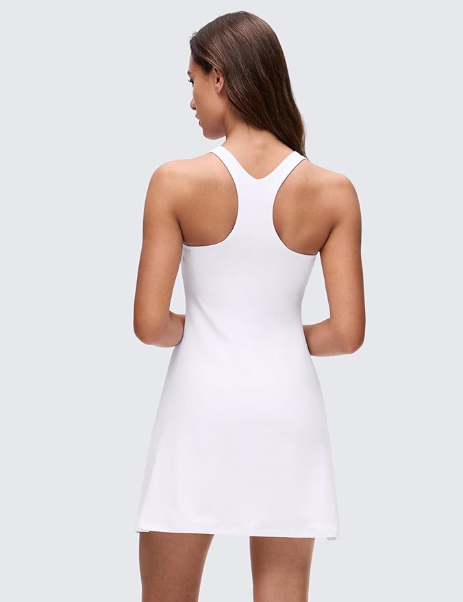 CRZ YOGA Butterluxe Racerback Mini Dress for Women - A Line Crewneck Casual Travel Outfits with Bras No Built-in Shorts