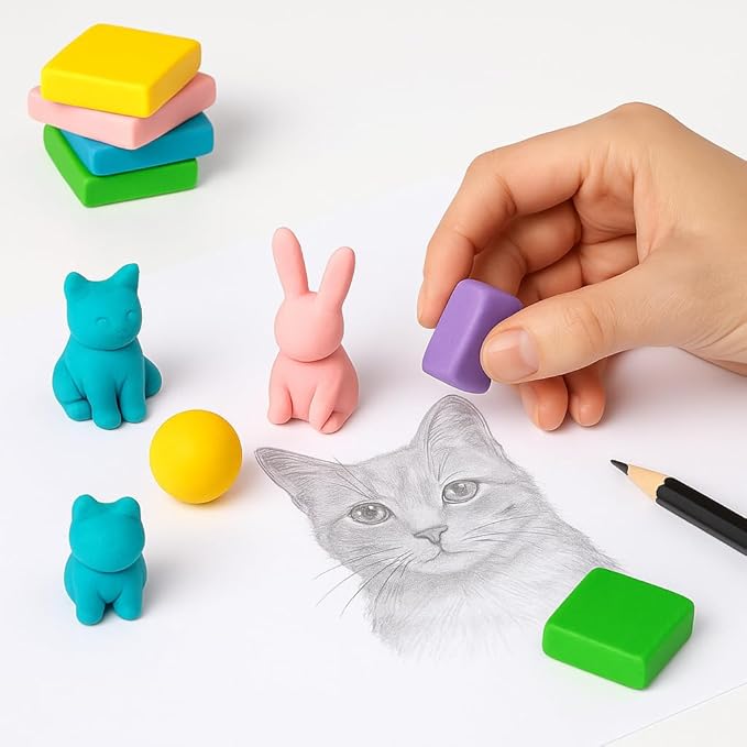 24 Pack Kneaded Erasers, Colorful Drawing Art Moldable Kneaded Sketching Erasers - Image 6