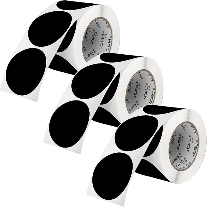 Perco Black 3-Inch Round Circle Dot Sticker Labels by Perco