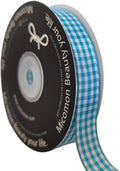 Vivid Blue and White Woven Edge Plaid Ribbon 100% Polyester Gingham Ribbon 25 by Micomon