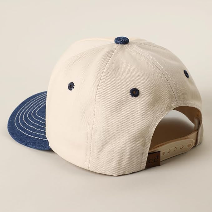 MIRMARU Two-Tone Vintage Canvas Trucker Hats for Men & Women, Adjustable Size Baseball Caps with Trendy Embroidered Design