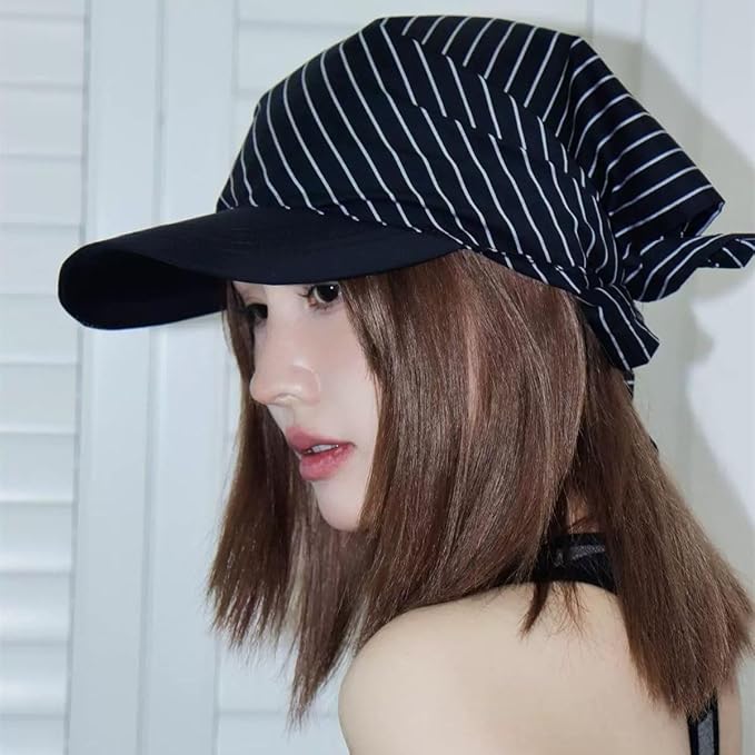 Women’s Plaid Bandana Baseball Cap – Y2K Adjustable Checkered Hat, Casual Streetwear Summer Fashion Visor Scarves