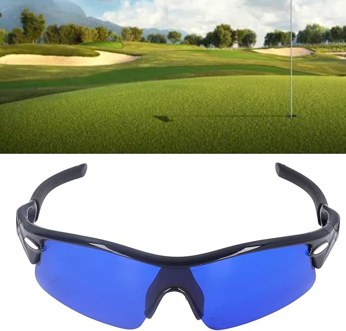 Golf Ball Finder Glasses, Polarized Blue Lens UV Proof Sun Protection Grass Filter with Glasses Cloth and Storage Bag, Ball Finding Filtering Sunglasses for Golfers(Black)