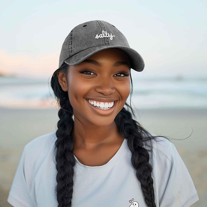 DALIX Salty Embroidered Cotton Beach Baseball Cap Adjustable Dad Hat Womens