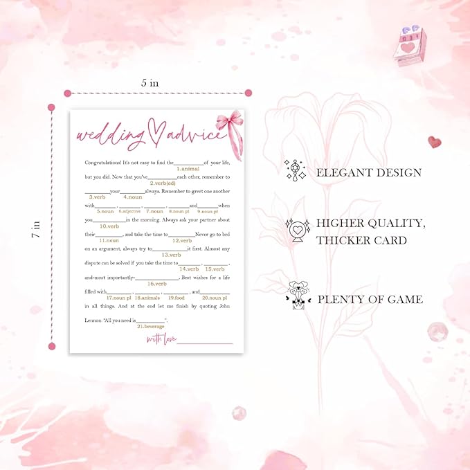 Wedding Shower Games Cards, Wedding Advice Word Game, Bridal Shower Games 25 - Image 2