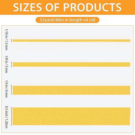 QDiShi 4 Rolls Fine Line Tape, Fineline Masking Tape in 1/16, 1/4 and 1/2 Inch - Image 2