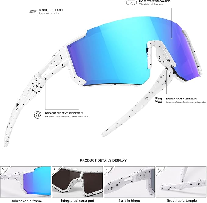 SEKKAF Youth Baseball Sunglasses Kids Sports Sunglasses for Boys Girls Softball Cycling Glasses UV400 Protection