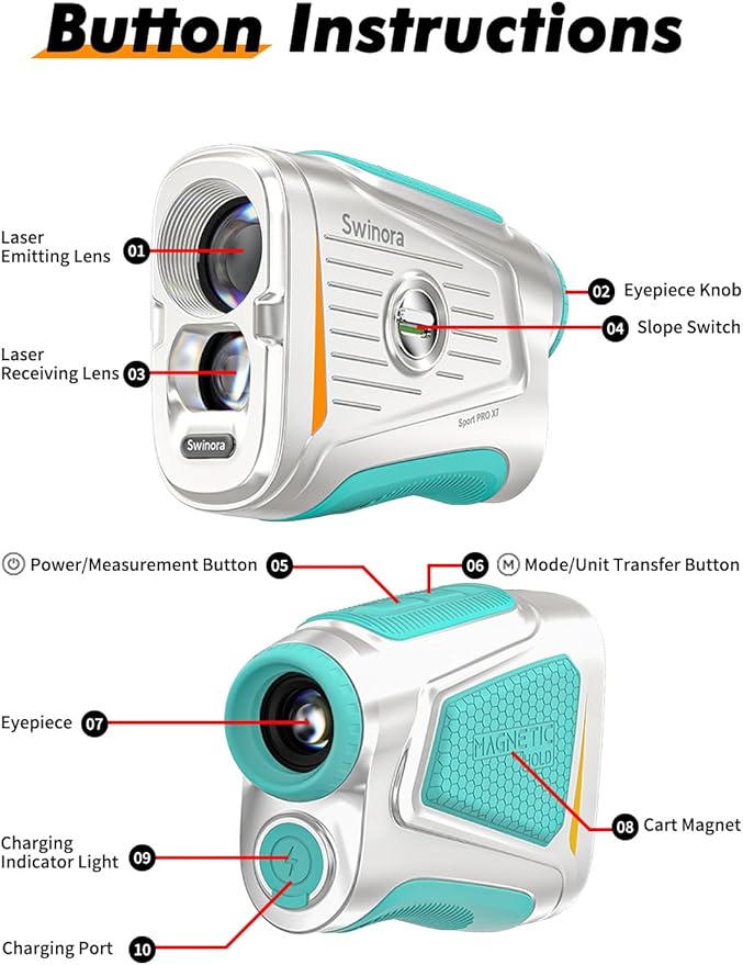 Magnetic Golf Rangefinder with Slope – 7X Magnification, 1300Y Range Finder Golf for All Levels, Fast Flag Lock Vibration, Rechargeable, Waterproof Golf Accessories for Men and Women