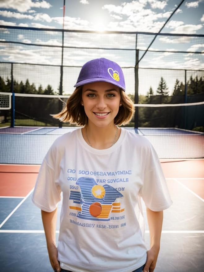 Pickleball Hat for Women Men, Adjustable Embroidered Heart Pickleball Baseball Cap