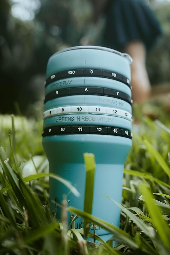 Tally Tumbler Golf Stainless Steel Cup, 30 oz Leak Proof Lid, Double Wall Insulation, Golf Tumbler with Score Keeping Counter (Tee Time Teal)