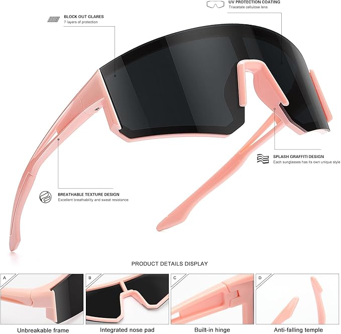 SEKKAF Youth Baseball Sunglasses for Boys Girls Age 6-12 Softball Cycling Sports Sunglasses for Kids Lightweight Frame