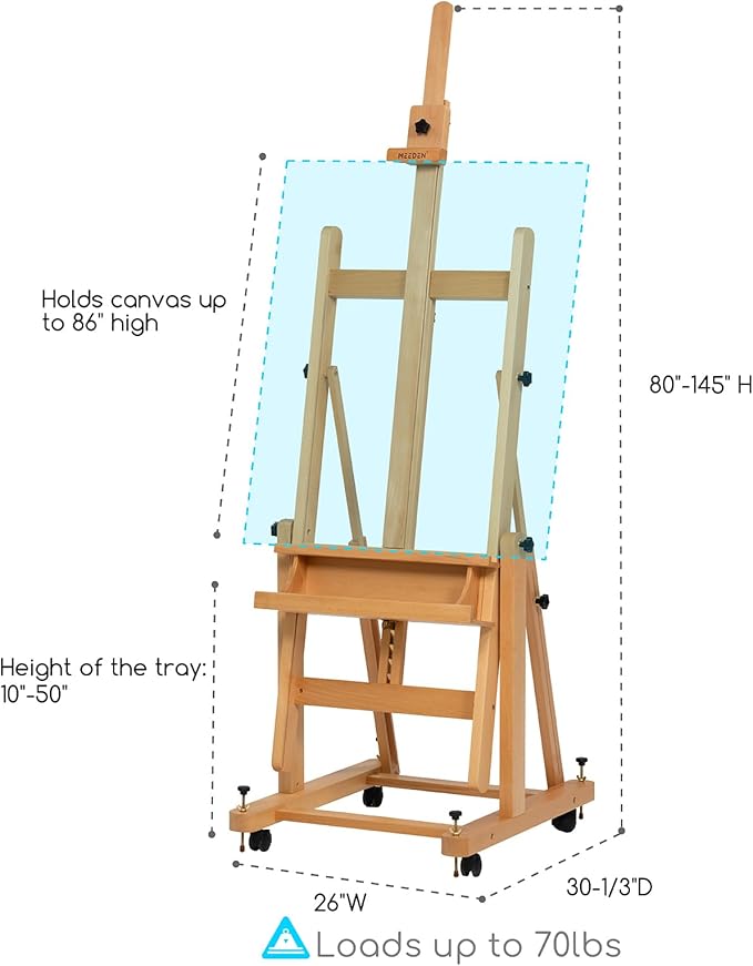 MEEDEN Enlarged Heavy-Duty H-Frame Easel: Artist Solid Beech Wooden Studio Easel - Image 2