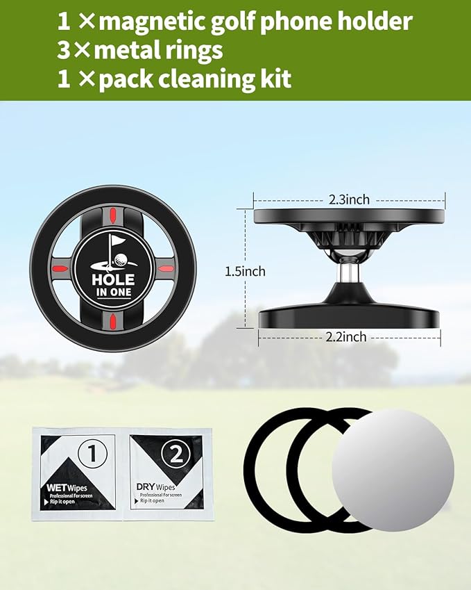 All-Metal Magnetic Golf Cart Phone Holder for iPhone/Samsung/Google, Tool-Free Golf Accessories, Golf Gifts for Men Golfers Dad Husband, Golf Cart Accessories for EZGO/Club Car/Yamaha Golf Cart