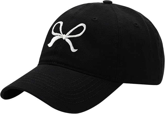 Trendy Bow-Tie Baseball Cap for Women and Men Trucker Hats Y2k Adjustable Fashion Sun Hat with Visor for Hiking & Travel
