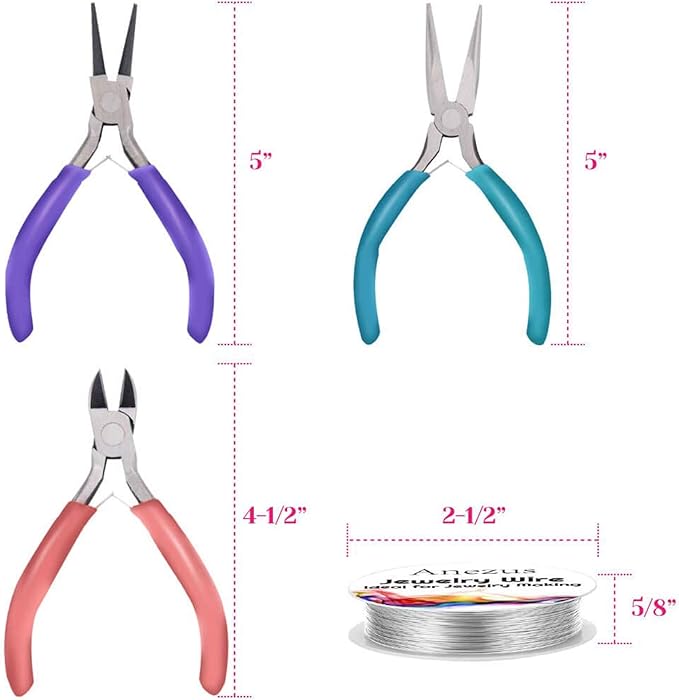 anezus 7 Pcs Jewelry Pliers and Jewelry Beading Wire Tools Set Includes Needle - Image 4
