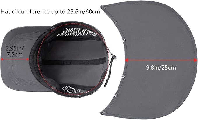 BASSDASH UPF 50+ Foldable Fishing Hat Baseball Cap with Removable Neck Flap Portable for Men Women Golf Hiking