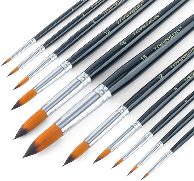 Transon 11pcs Round Paint Brush Basic Set by Transon