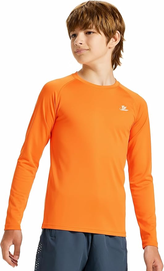 DEVOROPA Youth Boys Compression Thermal Shirt Long Sleeve Kids Fleece Baselayer Soccer Baseball Undershirt Slim/Regular/Husky