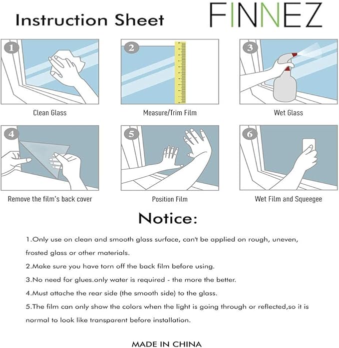 Finnez Frosted Window Film Non-Adhesive, Frosting Privacy Film - Image 7