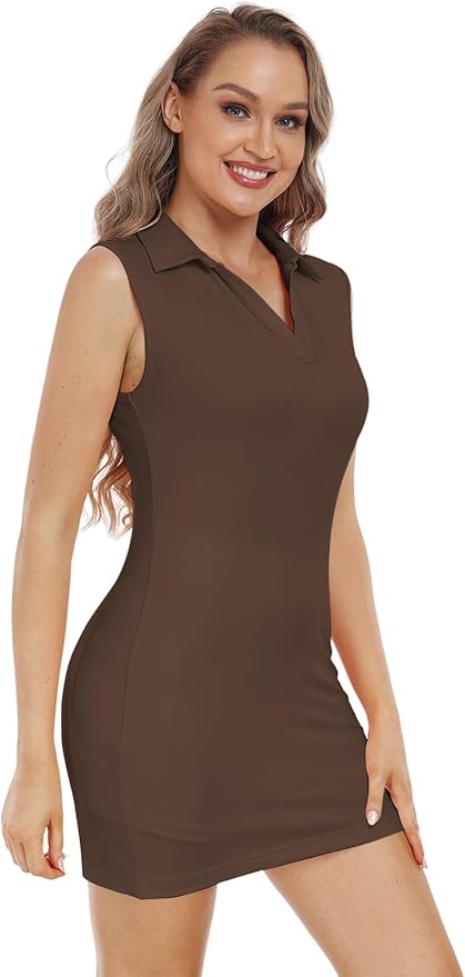 Hiverlay Golf Dresses for Women with Shorts and Pockets, V-Neck Short Sleeve Tennis Dress, Workout Athletic Dresses