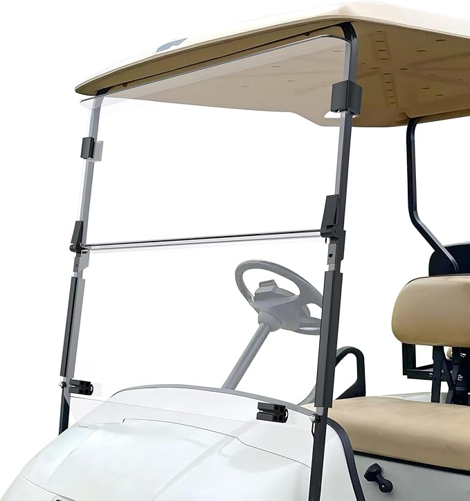 Golf Cart Windshield, Fold Down and Anti-UV Windshield Kit for 1995-2013 EZGO TXT/DCS/PDS Golf Cart, 40.6" W X 33" H, Tinted/Clear